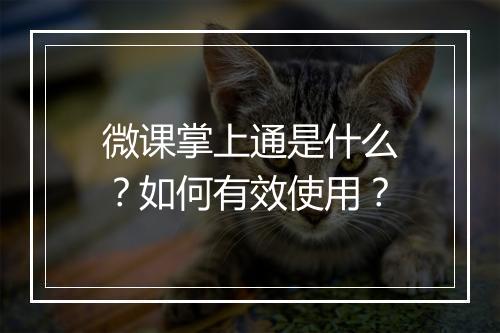 微课掌上通是什么？如何有效使用？
