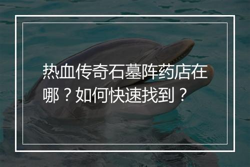 热血传奇石墓阵药店在哪？如何快速找到？
