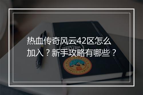 热血传奇风云42区怎么加入？新手攻略有哪些？