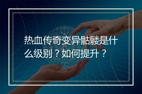 热血传奇变异骷髅是什么级别？如何提升？
