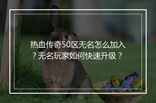 热血传奇50区无名怎么加入？无名玩家如何快速升级？
