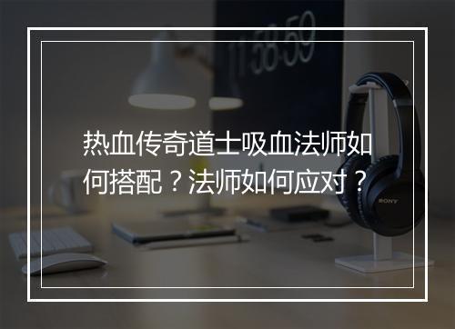 热血传奇道士吸血法师如何搭配？法师如何应对？