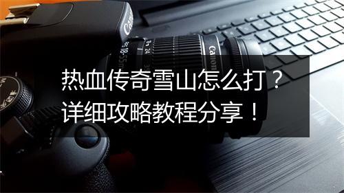 热血传奇雪山怎么打？详细攻略教程分享！
