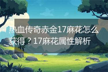 热血传奇赤金17麻花怎么获得？17麻花属性解析
