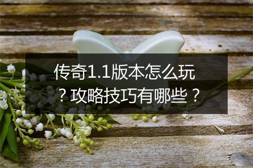传奇1.1版本怎么玩？攻略技巧有哪些？