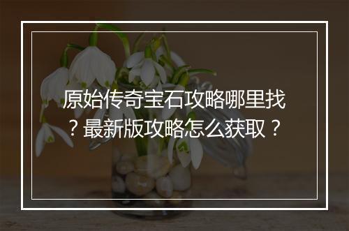 原始传奇宝石攻略哪里找？最新版攻略怎么获取？