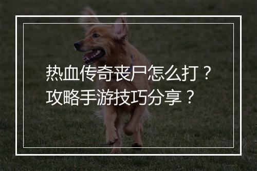热血传奇丧尸怎么打？攻略手游技巧分享？