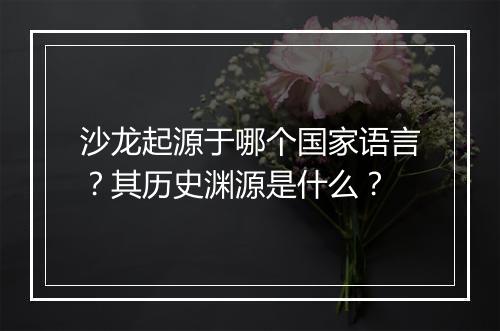 沙龙起源于哪个国家语言？其历史渊源是什么？