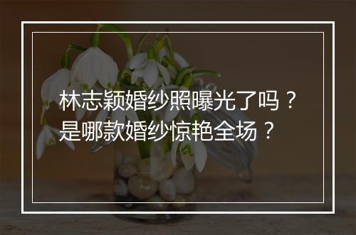 林志颖婚纱照曝光了吗？是哪款婚纱惊艳全场？