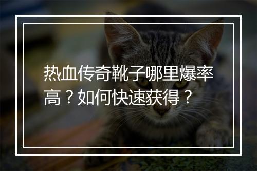 热血传奇靴子哪里爆率高？如何快速获得？
