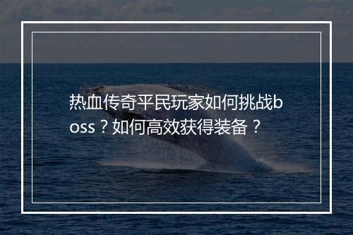热血传奇平民玩家如何挑战boss？如何高效获得装备？