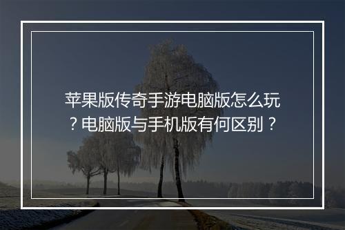 苹果版传奇手游电脑版怎么玩？电脑版与手机版有何区别？