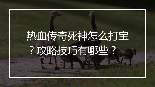 热血传奇死神怎么打宝？攻略技巧有哪些？