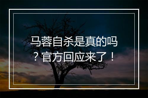 马蓉自杀是真的吗？官方回应来了！