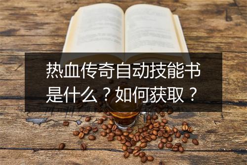 热血传奇自动技能书是什么？如何获取？