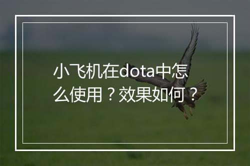 小飞机在dota中怎么使用？效果如何？