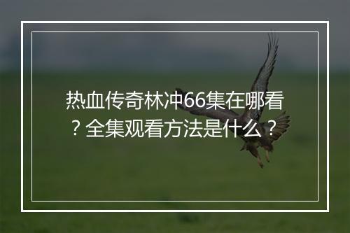 热血传奇林冲66集在哪看？全集观看方法是什么？