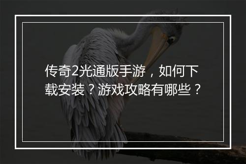 传奇2光通版手游，如何下载安装？游戏攻略有哪些？