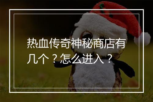 热血传奇神秘商店有几个？怎么进入？