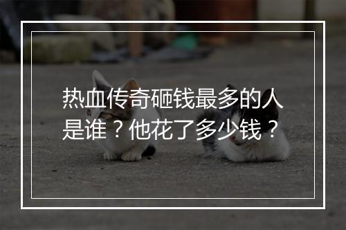 热血传奇砸钱最多的人是谁？他花了多少钱？