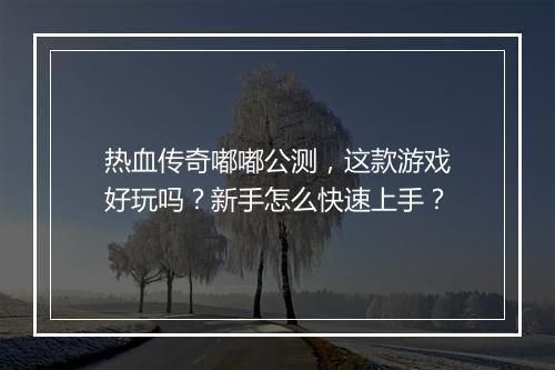 热血传奇嘟嘟公测，这款游戏好玩吗？新手怎么快速上手？