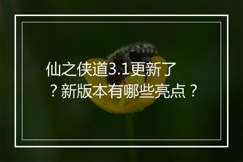 仙之侠道3.1更新了？新版本有哪些亮点？