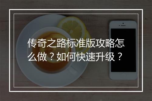 传奇之路标准版攻略怎么做？如何快速升级？