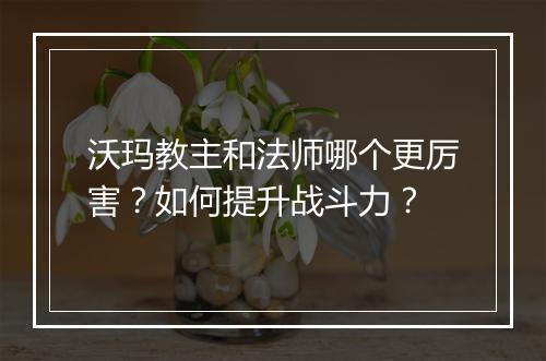 沃玛教主和法师哪个更厉害？如何提升战斗力？
