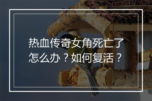 热血传奇女角死亡了怎么办？如何复活？