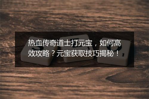 热血传奇道士打元宝，如何高效攻略？元宝获取技巧揭秘！