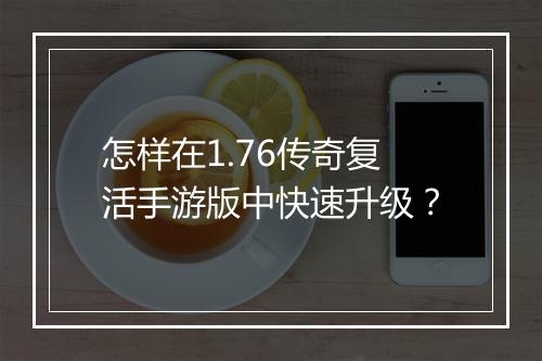 怎样在1.76传奇复活手游版中快速升级？