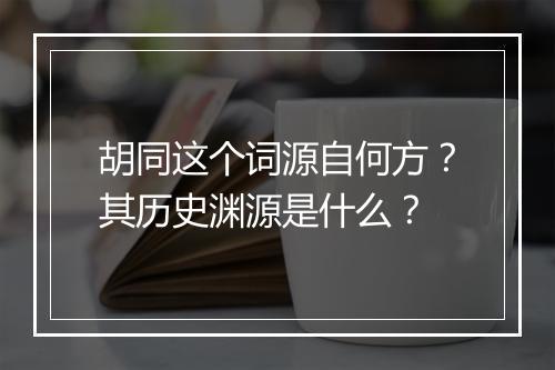 胡同这个词源自何方？其历史渊源是什么？