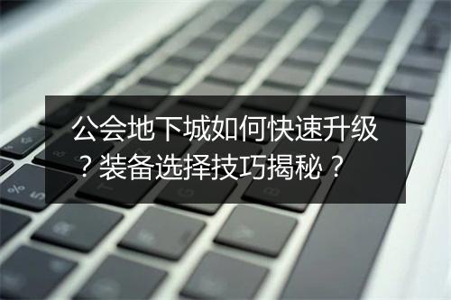 公会地下城如何快速升级？装备选择技巧揭秘？