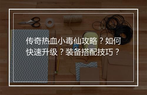 传奇热血小毒仙攻略？如何快速升级？装备搭配技巧？