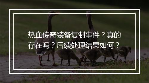热血传奇装备复制事件？真的存在吗？后续处理结果如何？