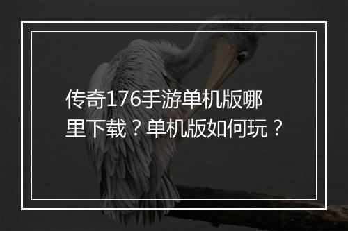 传奇176手游单机版哪里下载？单机版如何玩？