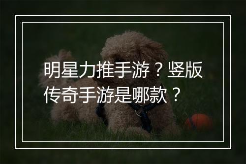 明星力推手游？竖版传奇手游是哪款？
