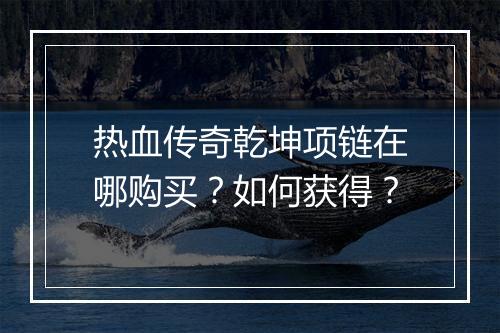 热血传奇乾坤项链在哪购买？如何获得？
