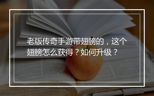 老版传奇手游带翅膀的，这个翅膀怎么获得？如何升级？