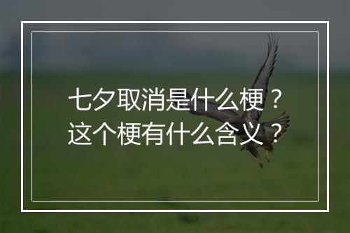 七夕取消是什么梗？这个梗有什么含义？