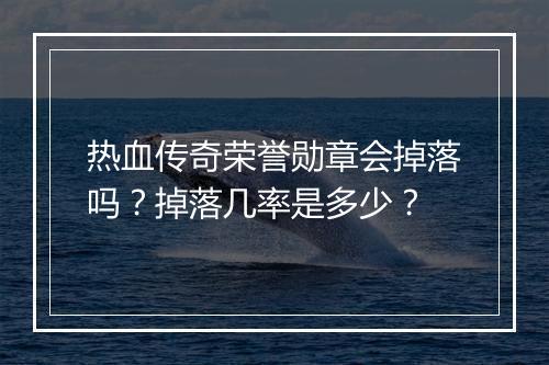 热血传奇荣誉勋章会掉落吗？掉落几率是多少？