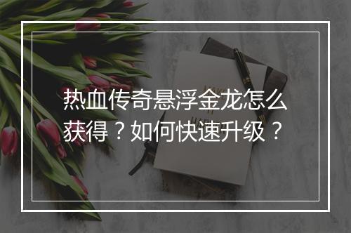 热血传奇悬浮金龙怎么获得？如何快速升级？