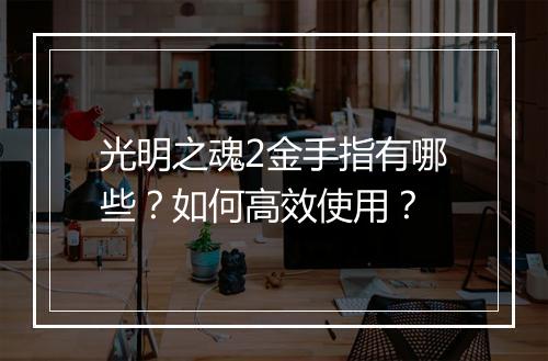 光明之魂2金手指有哪些？如何高效使用？