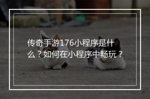 传奇手游176小程序是什么？如何在小程序中畅玩？