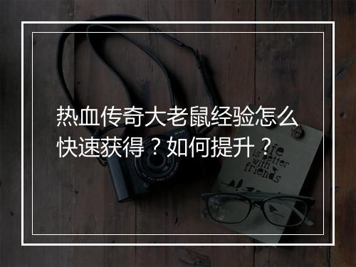 热血传奇大老鼠经验怎么快速获得？如何提升？