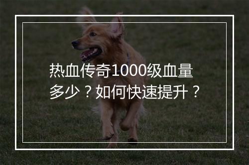 热血传奇1000级血量多少？如何快速提升？