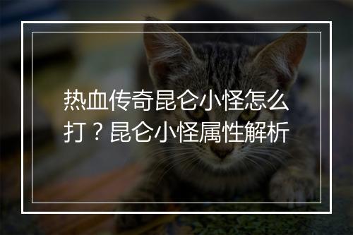 热血传奇昆仑小怪怎么打？昆仑小怪属性解析