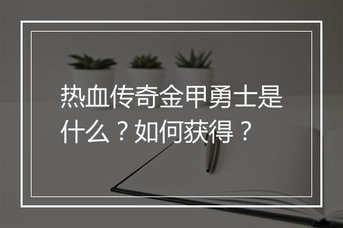 热血传奇金甲勇士是什么？如何获得？