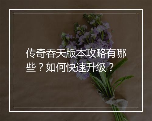 传奇吞天版本攻略有哪些？如何快速升级？