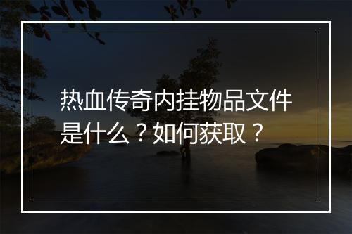 热血传奇内挂物品文件是什么？如何获取？